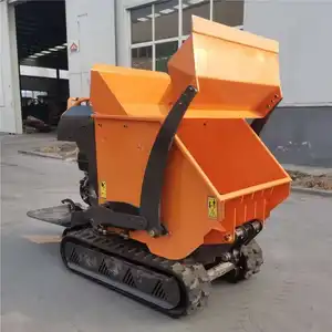 Hot selling mini rubber caterpillar track dumper 500kg 800kg 1000kg self-loading electric mini transporter dumper with lift