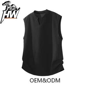 T-shirt de sport décontracté pour homme, style américain, sans manches, col en V, polyester, pour l'été - Product Image 4