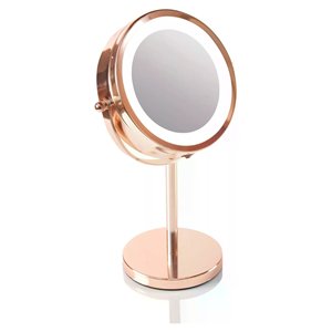 Rose Gold Tabletop Makeup Mirror With Light 5x Magnification Metal Vanity Mirror - Product Image 1