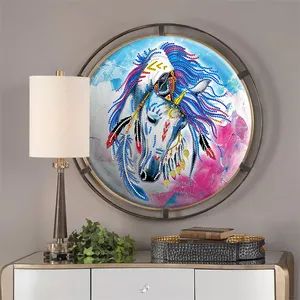 Thiết kế mới sắt tấm Kim Cương sơn DIY 5D động vật Ngựa kim cương thêu nghệ thuật sơn nhà trong nhà tường treo trang trí nội thất