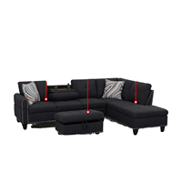 Ensemble de canapés sectionnels modernes rectangulaires en lin noir et gris de haute qualité, 3 pièces, multifonctionnel, pour la maison, le bureau, l'appartement, l'hôtel