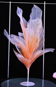 L109 Nouveau design, faux bouquets géants en organza, grands centres de table floraux artificiels, fleurs géantes pour la décoration de table de mariage - Product Image 6