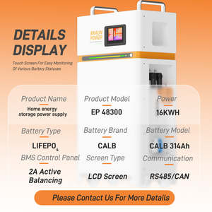 Baterías de Fosfato de Hierro y Litio de 48V en Existencia en la UE, Braun 16kWh 51.2V 314Ah LiFePO4, Batería de Almacenamiento de Energía Doméstica para Sistema Solar - Product Image 2