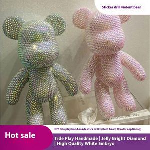 Elarve 18Cm Diy Ornament Handmade Violent Bear Enamel <b>Doll</b> With Sticky Diamond Material Paints Included - Product Image 3