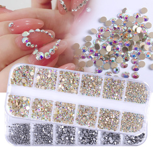 Piedras de Cristal AB para Uñas, 5D, 12 Compartimentos, Set de Joyería para Uñas DIY, Base Plana Acrílica con Color AB para Decoración de Uñas - Product Image 2