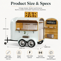 Remolque de Café, Remolque Móvil de Bebidas y Comida, Carrito de Bebidas Vintage con Ventana de Servicio y Estantes para Eventos