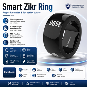 Custom OEM IP67 Waterproof Wearable Intelligent Tasbih Tally Praise Counter <b>Gift</b> Ring for Islamic Ramadan <b>Eid</b> Zikr Ring - Product Image 1
