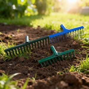 Rastrello da Giardino Robusto per Diserbo, Testa in Metallo Resistente con Manico Lungo per Livellamento del Terreno, Agricoltura e Giardinaggio - Product Image 4