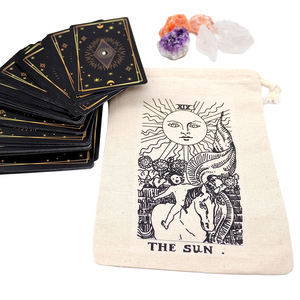 Toptan doğal pamuk büzme ipi kartları kese keten İpli toz torbaları ambalaj için <span class=keywords><strong>Tarot</strong></span> güverte çanta - Product Image 4