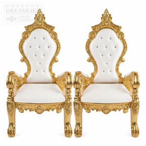 Elegante Sedia Trono <span class=keywords><strong>in</strong></span> <span class=keywords><strong>Legno</strong></span> con Finitura Dorata, Perfetta per Matrimoni di Lusso, Feste e Sale <span class=keywords><strong>da</strong></span> Banchetto - Product Image 2