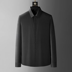 <span class=keywords><strong>Camisa</strong></span> de Manga Larga para <span class=keywords><strong>Hombre</strong></span>, Estilo Vintage, Transpirable, Antiarrugas, con <span class=keywords><strong>Rayas</strong></span> Verticales Finas, Diseño Clásico en Blanco y Negro para un Look Profesional - Product Image 3