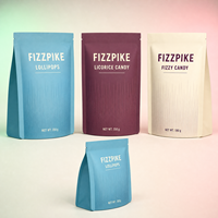 Sachets personnalisés imprimés à fond plat avec soufflet latéral large pour sucettes, bonbons à la réglisse et bonbons pétillants