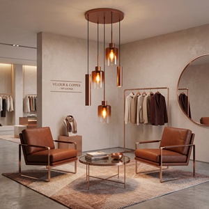 Wholesale Copper Color Modern Hanging Chandelier 5-Light Design with <strong>Spotlights</strong> for <strong>Kitchen</strong>, <strong>Bar</strong>, Retail Store Decoration - Product Image 2