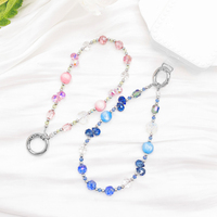 Chaîne de luxe colorée en alliage de zinc avec perles de cristal, lanière de poignet tendance pour accessoires de coque iPhone 18, portable