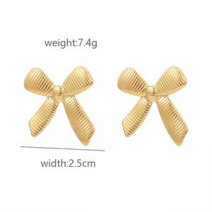 Conjunto de joyería de moda para mujer de acero inoxidable chapado en oro personalizado Ins para mujer pendientes de diseño de acero inoxidable - Product Image 2