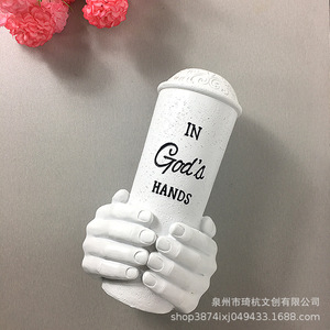 แจกันเรซิ่นรูปมือพระเจ้าพร้อมดอกไม้ ของตกแต่งบ้านสำหรับห้องนอน ห้องนั่งเล่น ทางเข้าบ้าน โต๊ะทำงาน สไตล์ Shabby Chic - Product Image 2