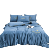 Ensemble de literie en soie moderne de luxe 4 pièces Design lisse soie lavée Twin et King Sizes couette et drap d'été