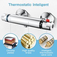 Chrome Montage Mural Cuivre Thermostat Robinet De Douche Robinet Salle De Bains En Laiton Thermostatique Douche Mitigeur