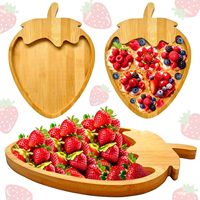 Plateau de service en bambou en forme de fraise, design créatif pour fruits, plateau en bois pour collations, fruits secs, desserts, décoration de fête et de cuisine