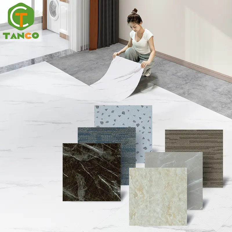 Suelo de mármol autoadhesivo pvc madera plástico pelar y pegar baldosas de vinilo LVT piso 60x60piso vinilico PVC otros suelos