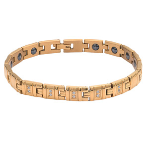 <span class=keywords><strong>Bracelet</strong></span> ajustable en acier inoxydable plaqué or avec strass et onyx noir en céramique pour hommes et femmes, bijoux inaltérables, vente en gros - Product Image 5
