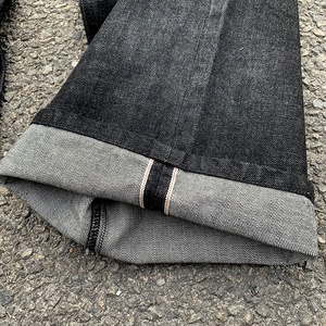 EDGE DENIM <span class=keywords><strong>Jeans</strong></span> <span class=keywords><strong>Baggy</strong></span> Personalizzati a Vita Bassa in Denim Giapponese Grezzo Nero per Uomo - Product Image 2