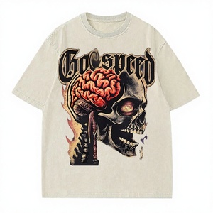 T-shirt décontracté Godspeed en coton 100% (300 grammes) avec motif graphique Crâne et cerveau, plusieurs couleurs, design personnalisable, pour homme, US - Product Image 3