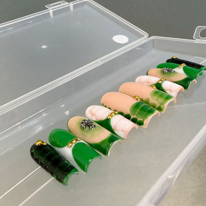 Unghie Finte 3D Personalizzate Fatte a Mano, Resistenti, con Fiori Francesi, a Pressione, per <span class=keywords><strong>Donna</strong></span>, Forma Coffin, Copertura Completa con Colla, Design all'Ingrosso - Product Image 2
