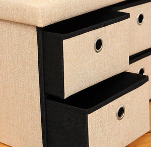 Siège rembourré amovible, pouf de rangement double pliable à 6 tiroirs - Product Image 6