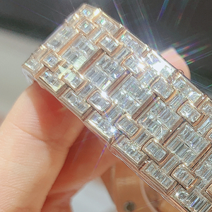 นาฬิกาผู้ชายสีทอง9K-14K CNC 22ซม.-สายรัดน้ำแข็งชุดเพชรปลูกในห้องปฏิบัติการและส่วนประกอบนาฬิกาหรูหรา - Product Image 4