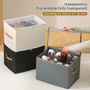 Conteneur de rangement pliable OEM pour économiser de l'espace, en tissu Oxford, boîtes de rangement pour chaussures, organisateur de chaussures avec couvercle transparent - Product Image 4