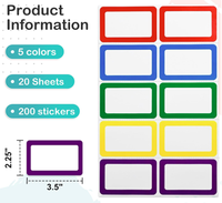 Étiquettes autocollantes rectangulaires imperméables colorées avec bordures étoilées, autocollants en papier inscriptibles pour la bière