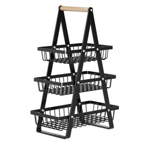 Countertop Fruit Bowle <b>Basket</b> for Home <b>Storage</b> Fruits <b>Vegetable</b> Snacks, Detachable Metal Rectangle <b>Basket</b> with Wood Handle - Product Image 2