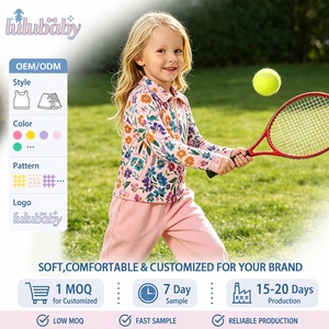 DH ODM Pull <span class=keywords><strong>de</strong></span> yoga pour filles à motif floral sauvage, à quart <span class=keywords><strong>de</strong></span> zip, manches longues, pour le tennis, imprimé, vêtement <span class=keywords><strong>de</strong></span> sport athleisure pour jeunes - Product Image 1