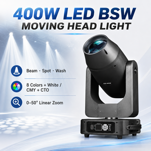 ไฟหัวขยับ LED RGBW 3-in-1 BSW 400W CMY CTO แบบลำแสง สปอต และวอช DMX512 สำหรับคอนเสิร์ต เวที และโรงละคร - Product Image 3