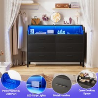 Ensemble de chambre à coucher moderne du milieu du siècle 3 pièces Durable P2 MDF rotin armoire tiroirs commode tables de chevet avec Station de charge