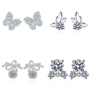 Fashion Jewelry Butterfly Necklace Trendy Sterling Silver Moissanite Butterfly Stud Earring Butterfly Earing