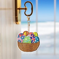 12 pièces pâques diamant peinture porte-clés bricolage porte-clés diamant peinture lapins oeufs cristal diamant Art porte-clés Kits pour adultes
