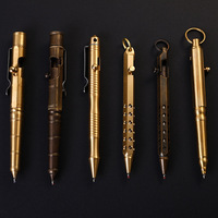 Bolígrafo de Metal con Diseño de Pistola de Bronce Vintage, Bolígrafo de Lujo con Forma de Bala de Rifle de Tungsteno, Bolígrafo de Latón Sólido de Seis Lados