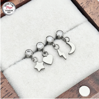 Boucle d'oreille pendante en titane de qualité implantable ASTM F136 Freya avec zircon cubique pour piercing hélix, tragus et autres piercings corporels