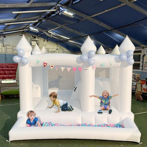 Château gonflable blanc de 13 x 13 pieds avec fosse et toboggan, pour les fêtes d'<span class=keywords><strong>anniversaire</strong></span> en intérieur et en extérieur, décorations de mariage, location pour entreprises - Product Image 5
