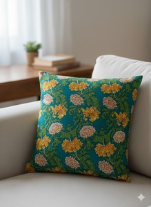 Tissu en coton imprimé à la main à motifs floraux ethniques, 42 pouces, tricoté, pour ameublement et décoration - Product Image 2