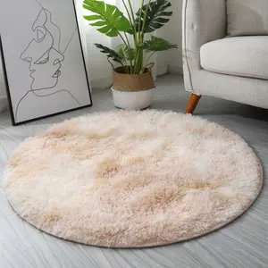 Super doux personnalisé rond cravate colorant dégradé couleur doux moelleux Shaggy tapis tapis pour chambre salon