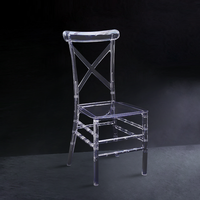 Chaise Chiavari à dossier croisé en acrylique, empilable, style personnalisé, pour mariage, banquet, hôtel, mobilier de réception en cristal, vente en gros