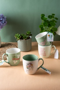Tazza da Caffè in <span class=keywords><strong>Ceramica</strong></span> Personalizzata 350ml, Ecologica e Sicura <span class=keywords><strong>per</strong></span> Alimenti, con Motivo Floreale, Adatta al Microonde - Product Image 4