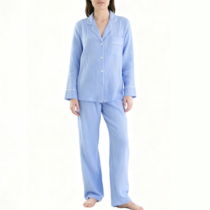 OEM personnalisé maison Pijama Femme <span class=keywords><strong>Costume</strong></span> De Pyjama Pjs <span class=keywords><strong>Costume</strong></span> 100% coton ensemble de pyjamas pour les femmes - Product Image 1