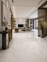 Grande dalle de marbre artificiel blanc poli, motif ventre de poisson élégant, moderne, durable, personnalisable pour villas, halls d'hôtels et usines
