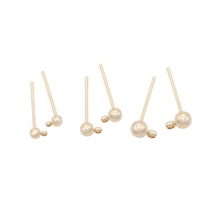 Fashion Simple Style <strong>Earring</strong> 14K Gold Plated High Quality Tiny <strong>3MM</strong> 4MM 5MM Bean Studs <strong>Earrings</strong> - Product Image 5