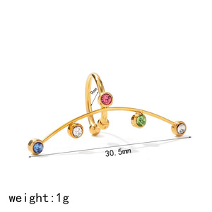 Pendientes de Moda con Zirconia Geométrica, Clips para Oreja sin Perforación, Joyería para Fiesta, Chapados en Oro de 18K, Acero de Titanio, Pendientes para Mujer - Product Image 4