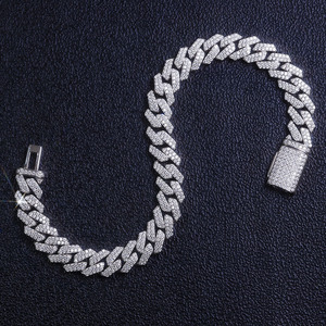 Bracelet cubain en argent sterling S925 de 10 mm, haute qualité, serti de moissanite VVS, style hip-hop, bijou brillant, idéal pour un cadeau - Product Image 4